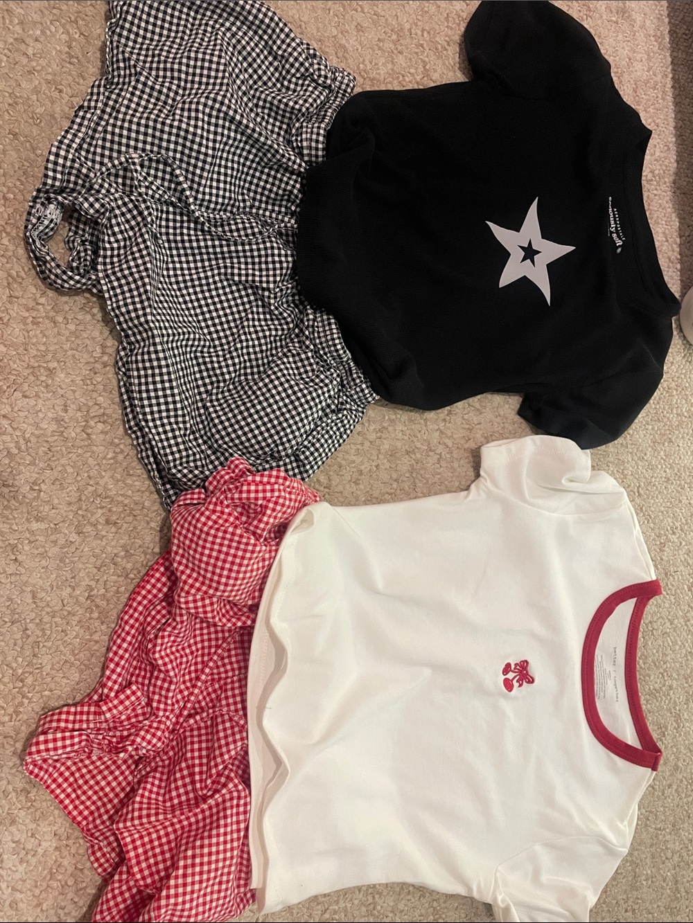 Aeropostale Black Tee with Black & White Gingham Skirt Set
